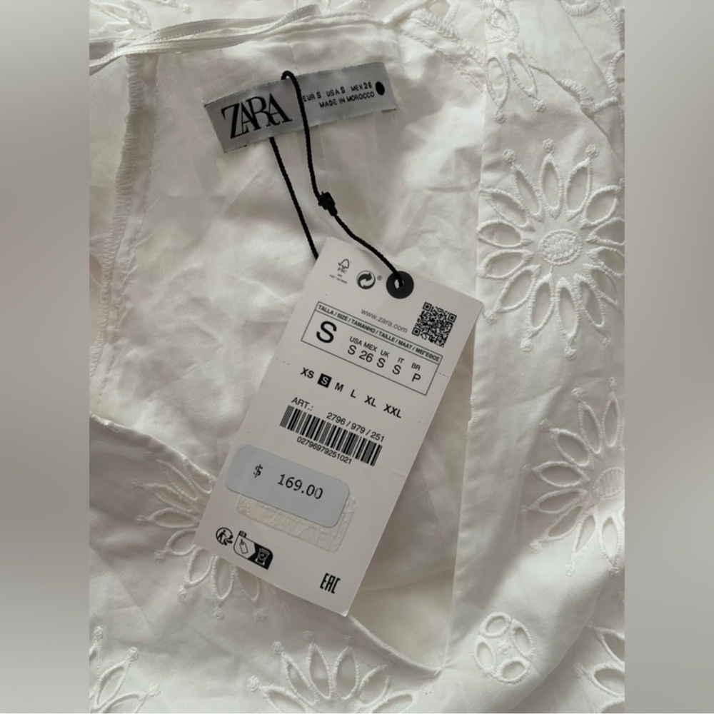 ZARA $169 BELTED EMBROIDERED MIDI DRESS NWT 2796/979 - Picture 9 of 10